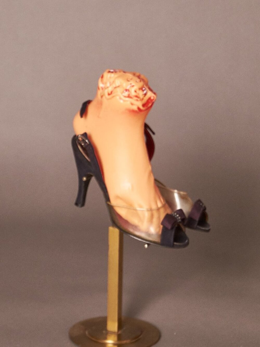 1950s Pin Up Clear and Black Peep Toe Heels Slingbacks